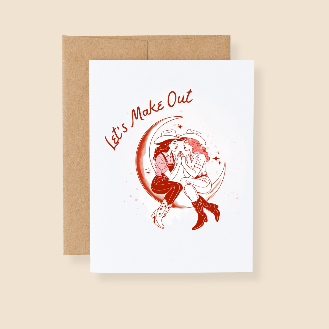 Let's Make Out Lesbian Cowgirl Greeting Card