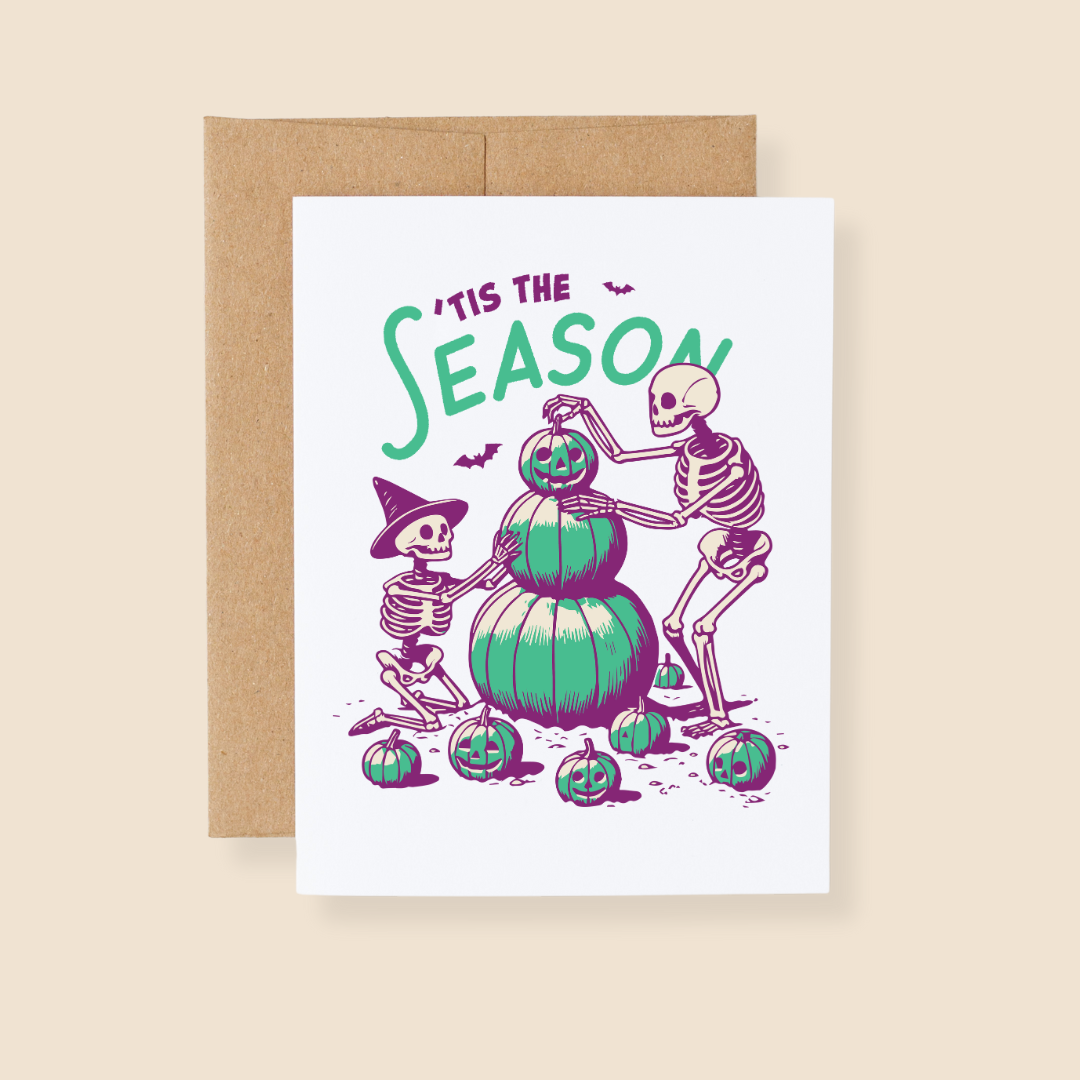 Tis the Season Skeleton Halloween Greeting Card