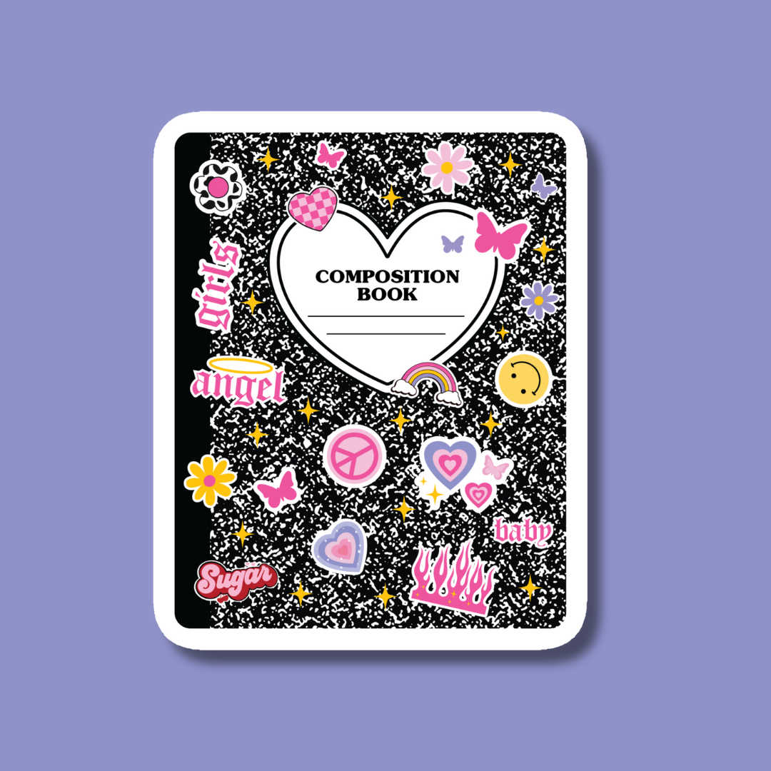 Y2K Composition Notebook Sticker
