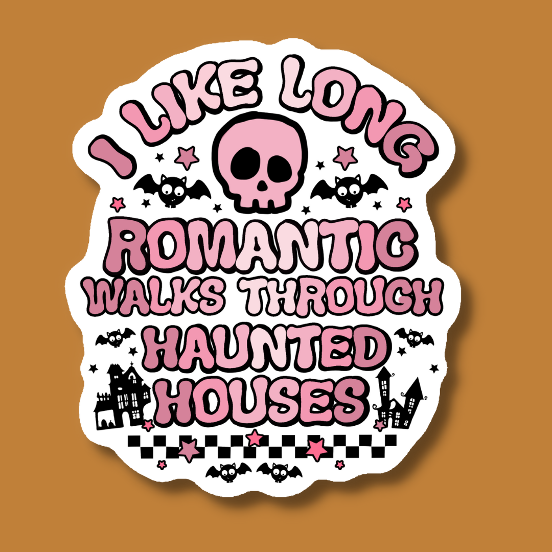 Romantic Walks Through Haunted Houses Halloween Sticker