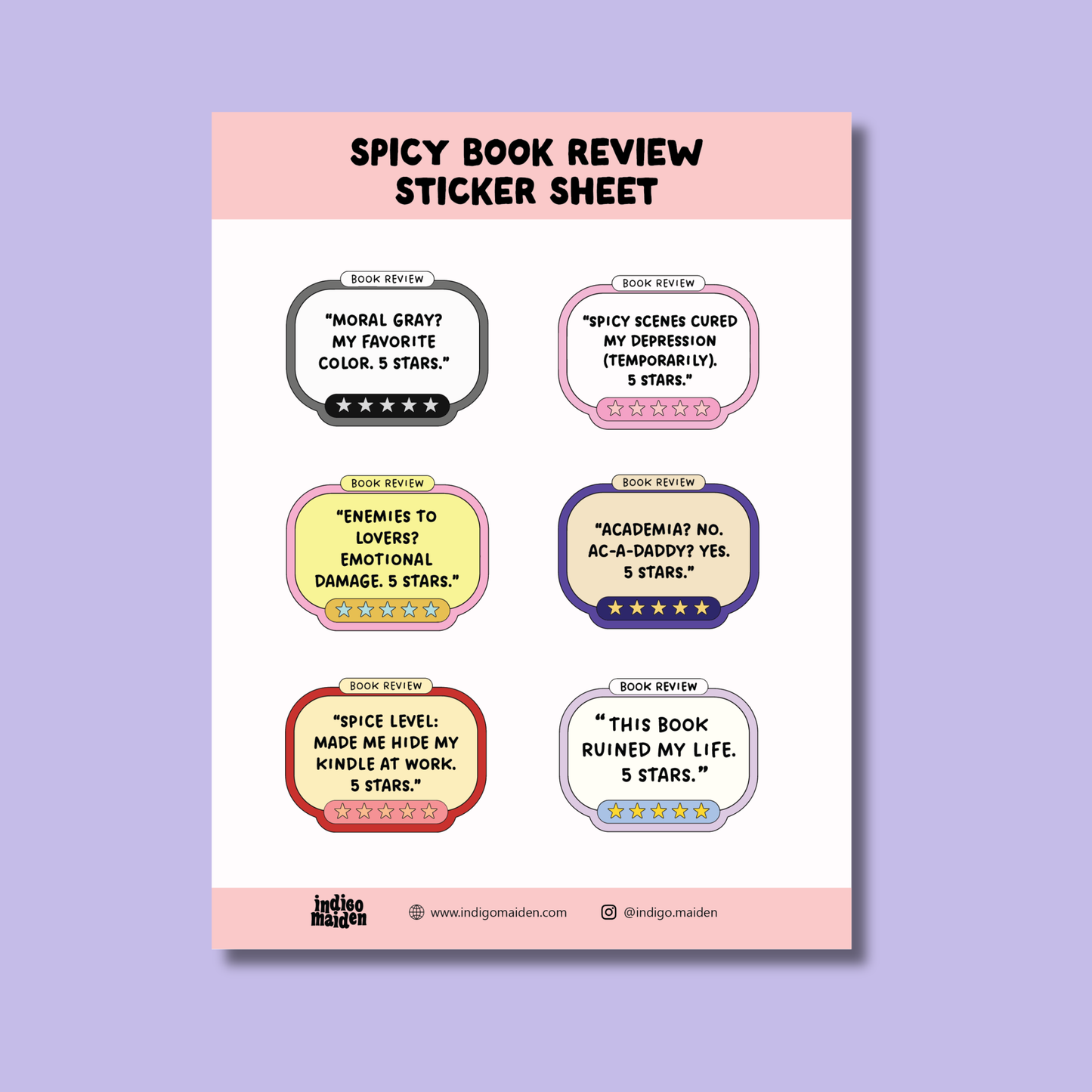 Spicy Book Review Sticker Sheet