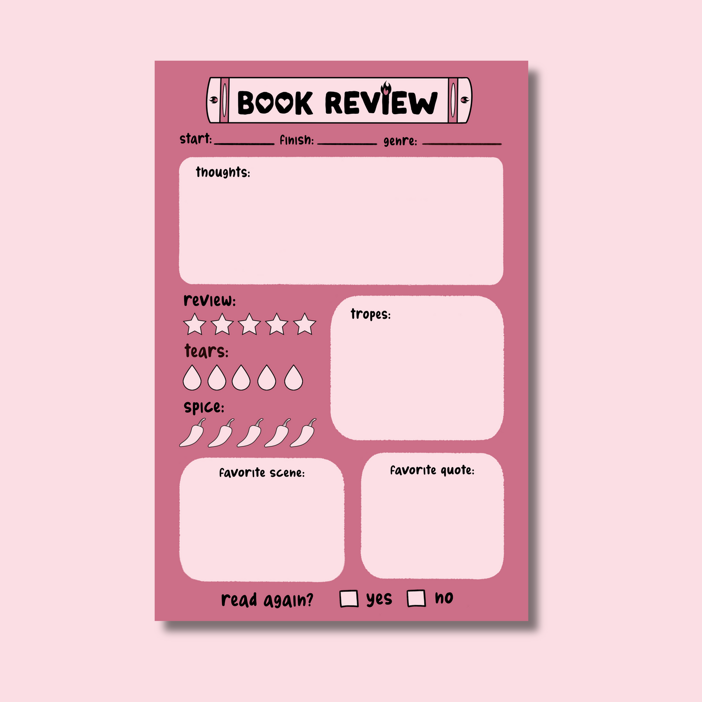 PREORDER - Romance Book Review Sticky Notepad