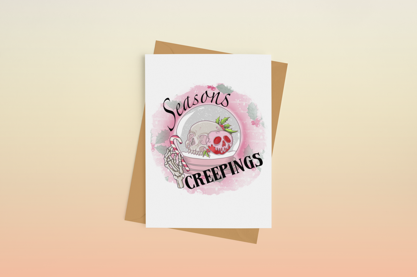 Seasons Creepings Skull Alternative Christmas Greeting Card
