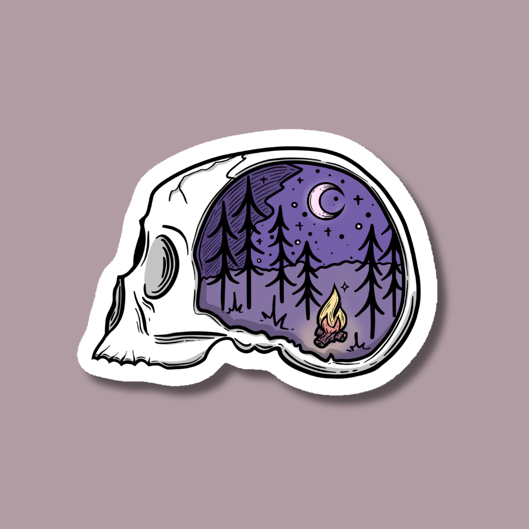 Camping Skull Sticker