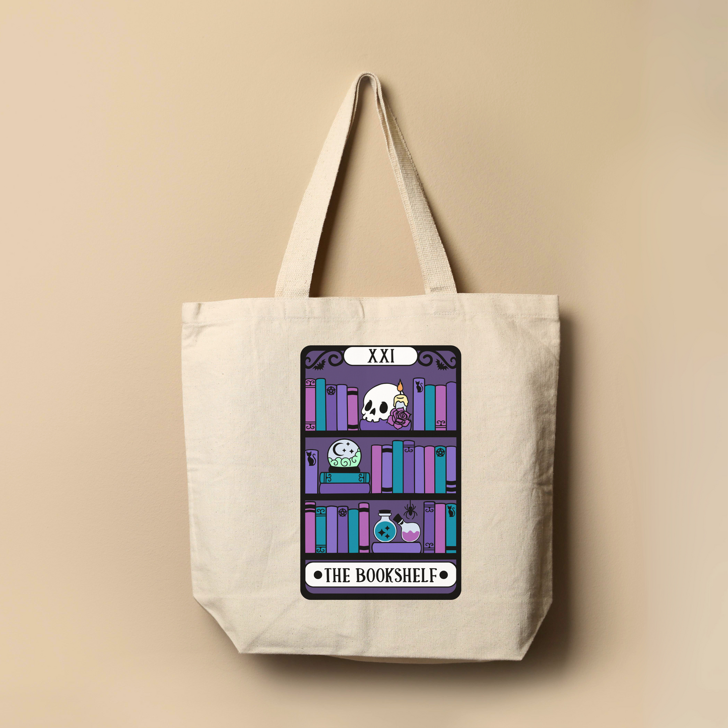 The Bookshelf Tarot Card Tote Bag