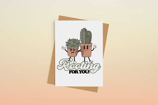 Rooting For You Cactus Encouragement Greeting Card
