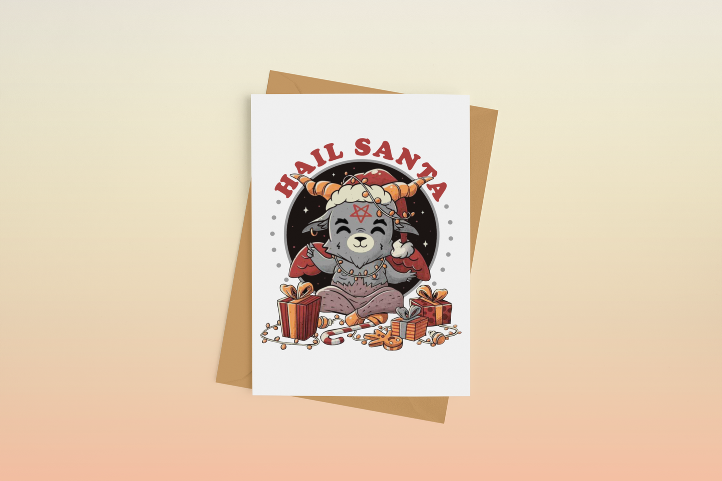 Hail Santa Witchy Baphomet Alternative Xmas Greeting Card