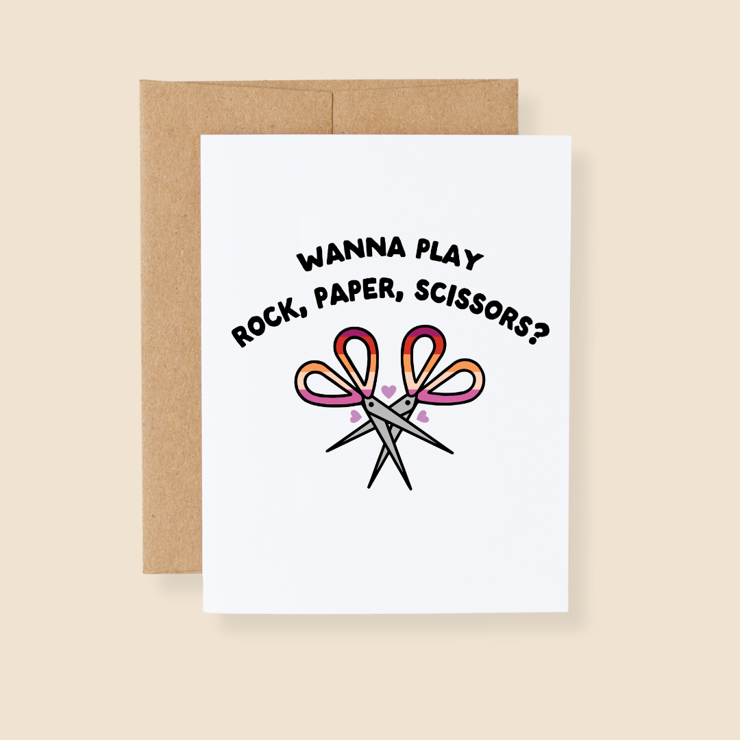 Rock, Paper, Scissors Lesbian Greeting Card