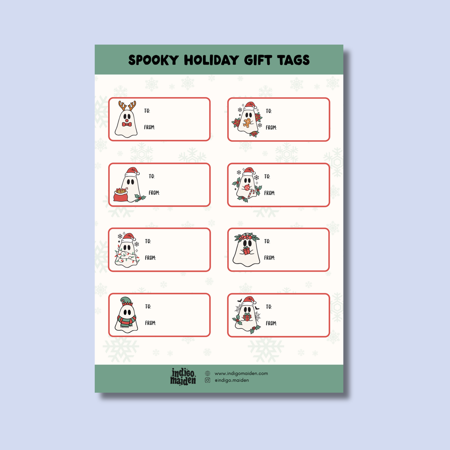 Spooky Holiday Gift Tag Sheets