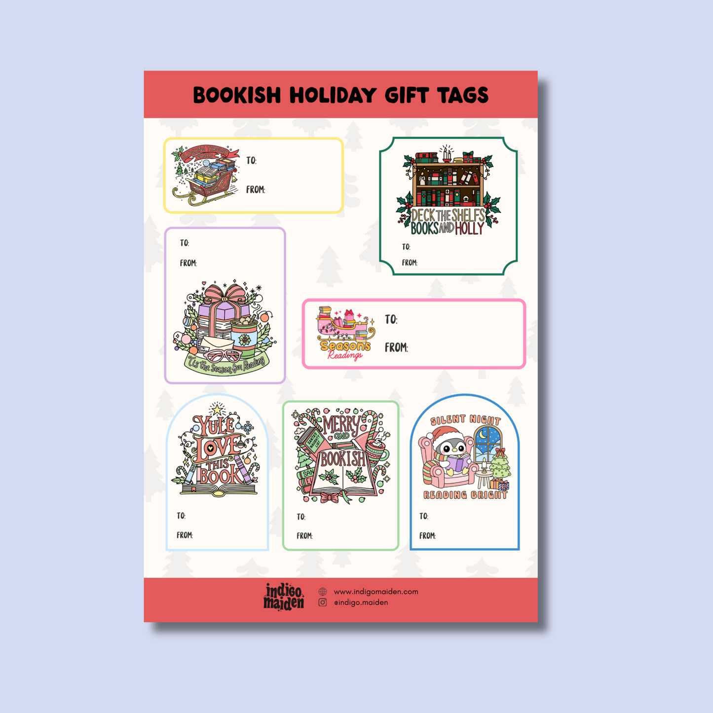 Bookish Holiday Gift Tag Sheets