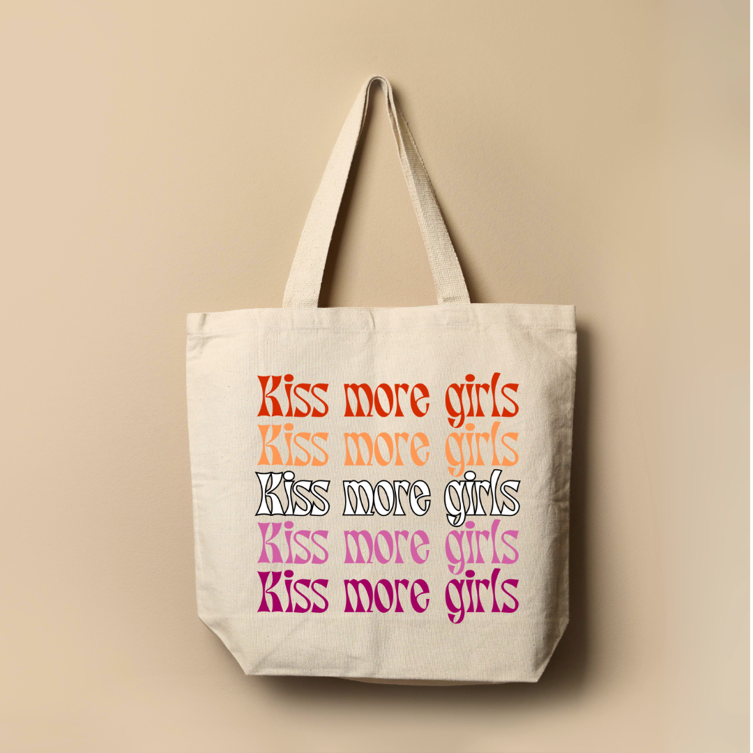 Kiss More Girls Lesbian LGBTQ+ Pride Tote Bag