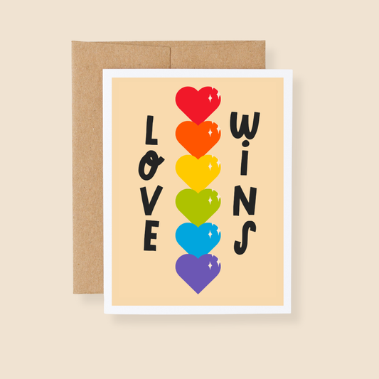 Love Wins Rainbow Hearts LGBTQ+ Pride Greeting Card
