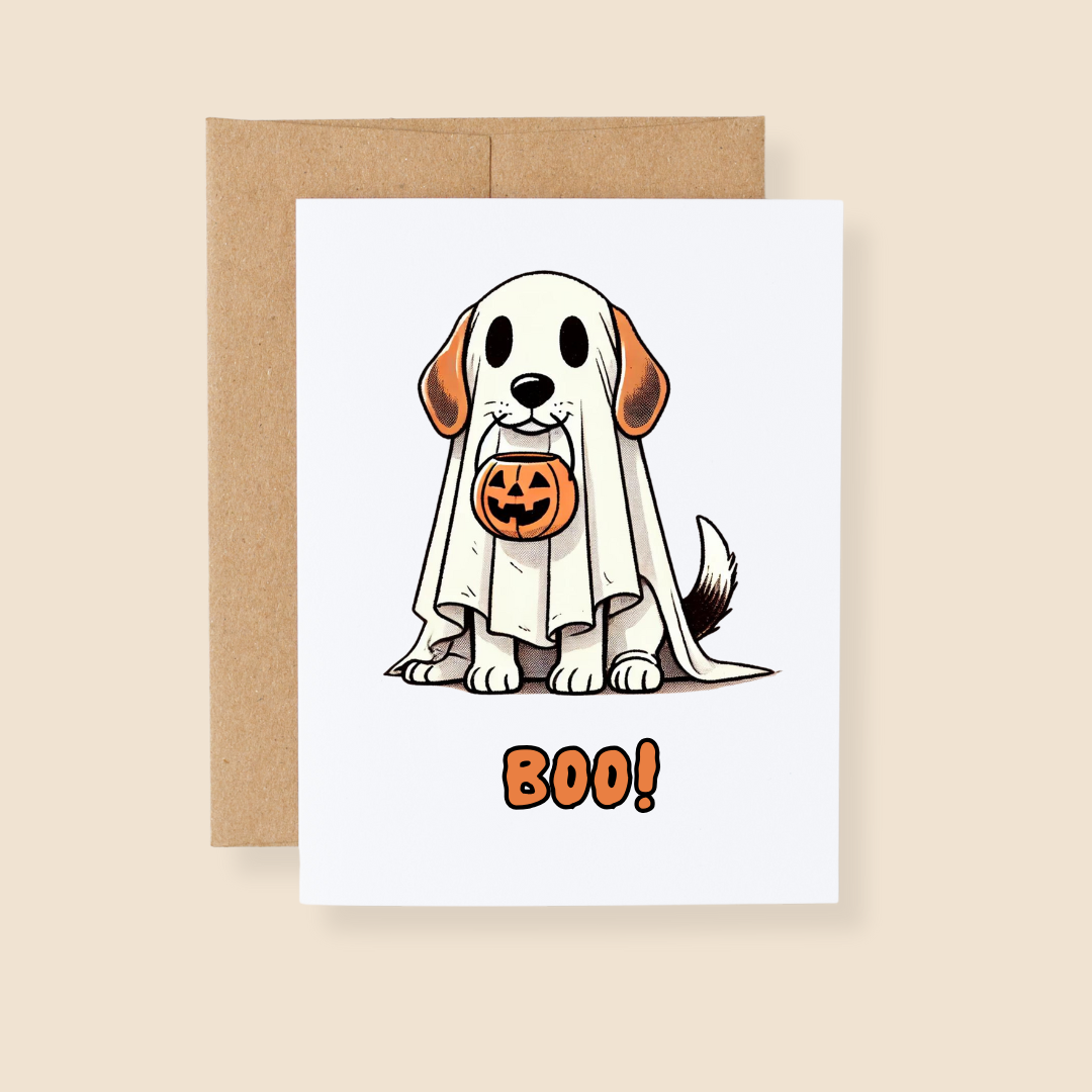Boo Dog Halloween Greeting Card