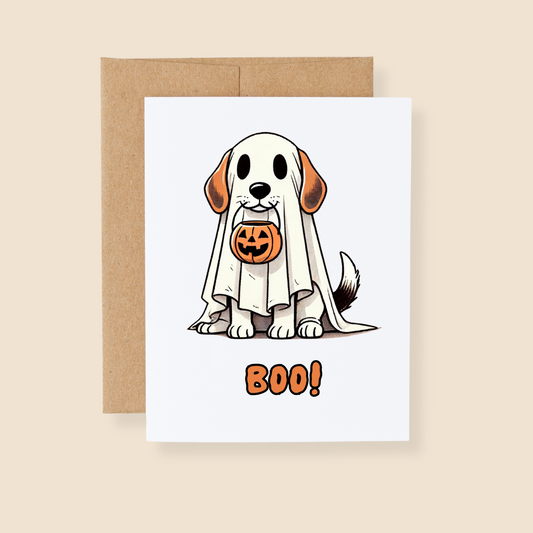 Boo Dog Halloween Greeting Card