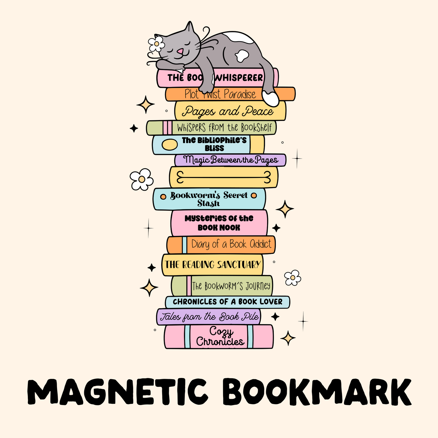 Cat Book Stack Magnetic Bookmark