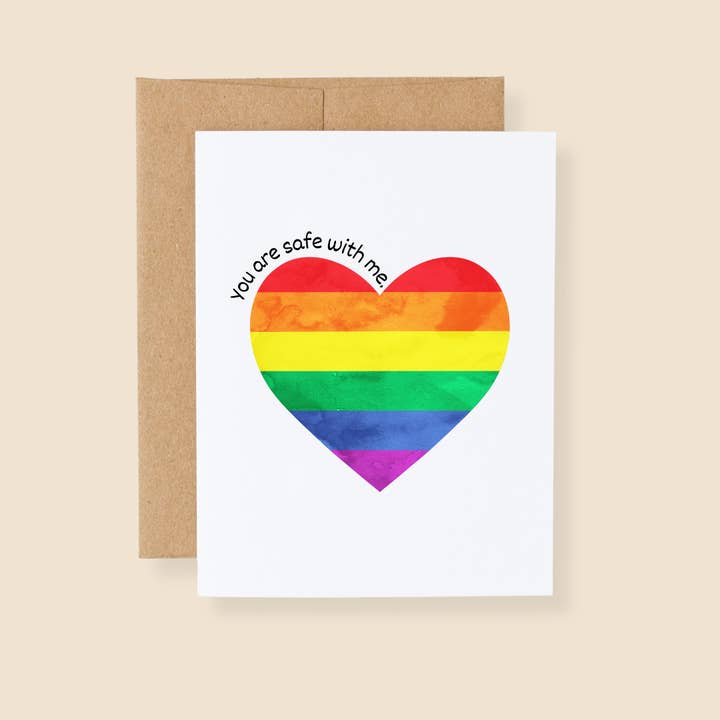 You Are Safe With Me Hearts LGBTQ+ Ally Greeting Card