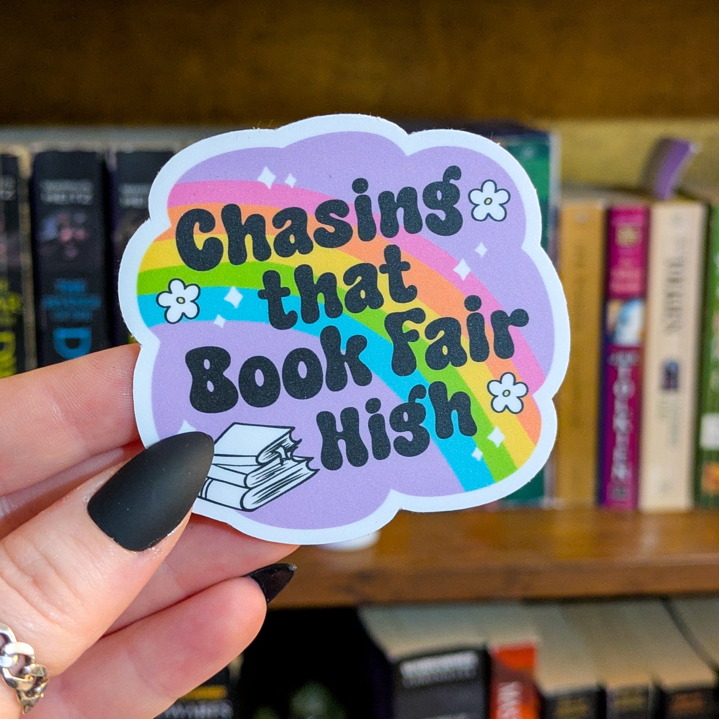 Chasing That Book Fair High Sticker