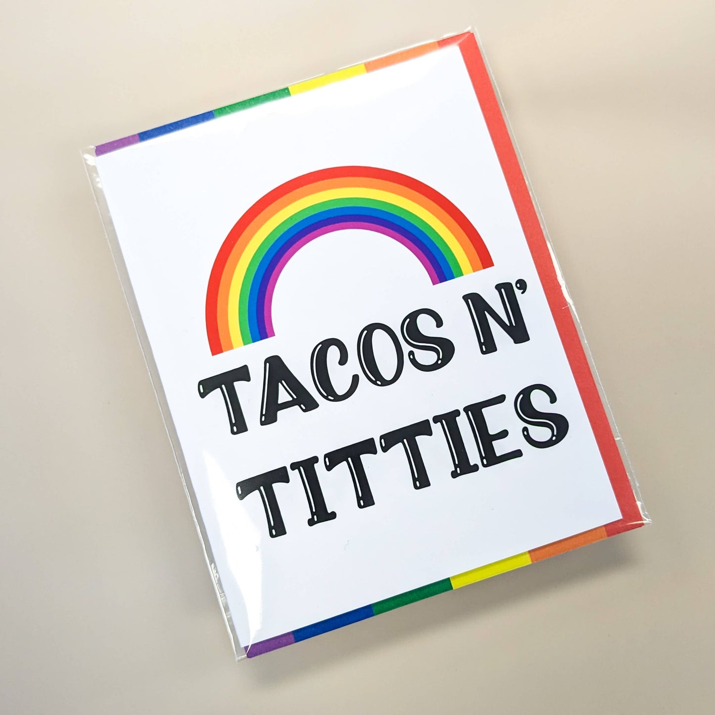 Tacos n' Titties LGTBQ+ Rainbow Lesbian Pride Greeting Card