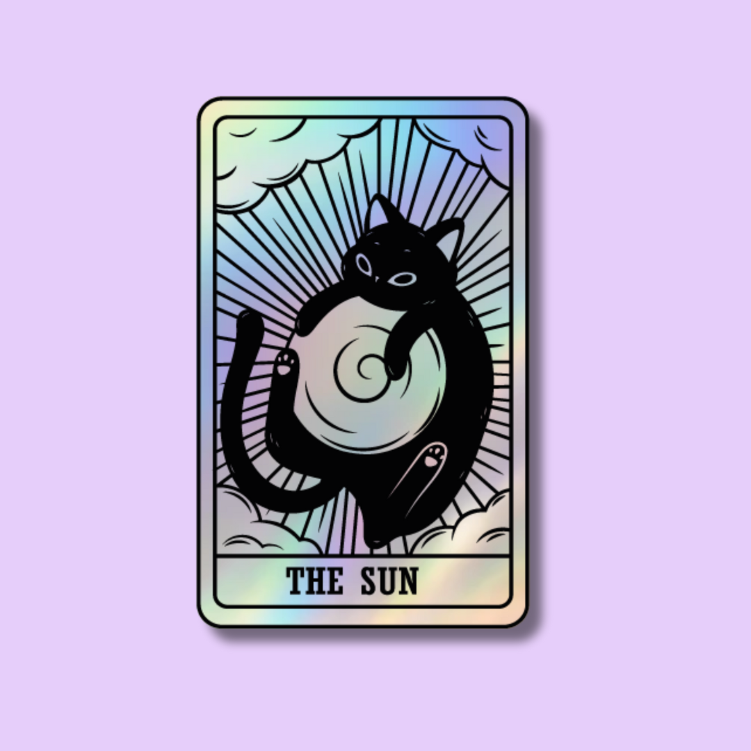 The Sun Cat Tarot Holographic Sticker