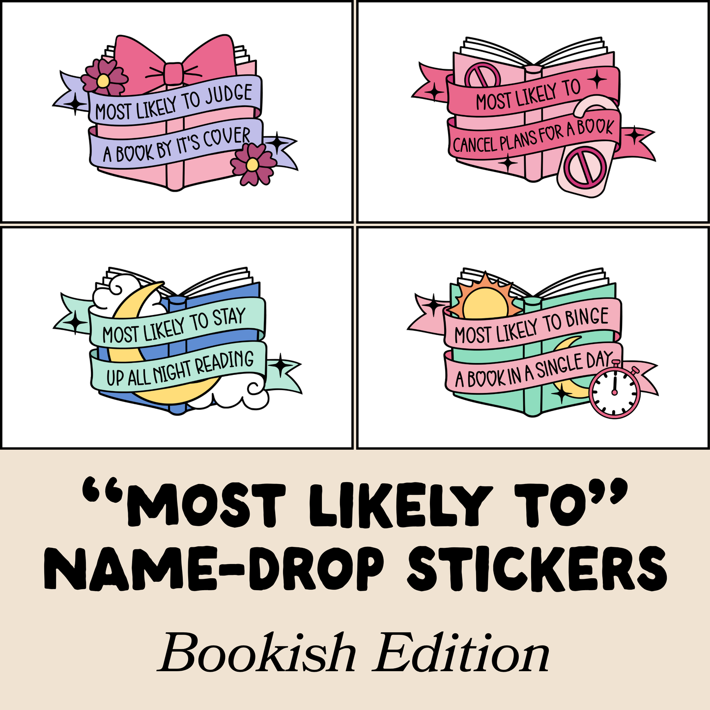 "Most Likely To" Bookish Name-Drop Sticker Set