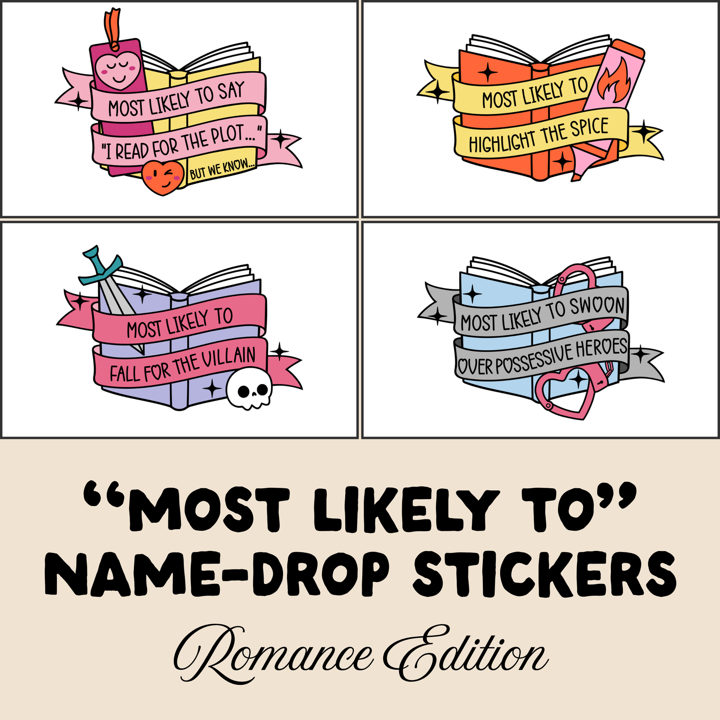 "Most Likely To" Romance Name-Drop Sticker Set